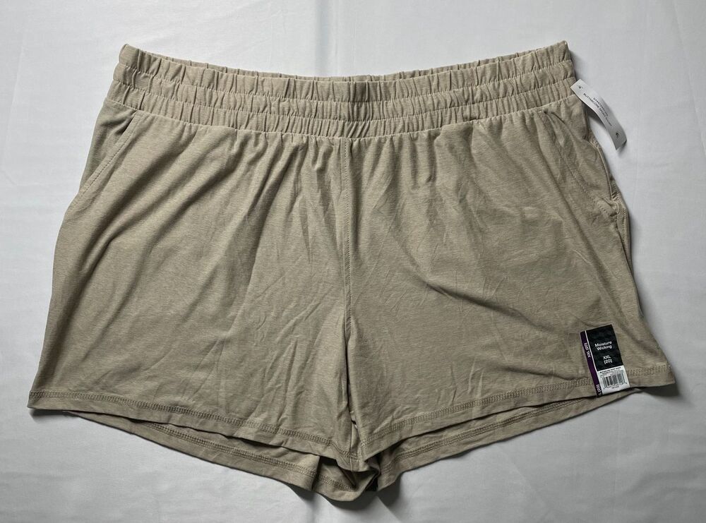 Athletic Works ButterCore Shorts Womens XXL 20 Beige Stretch Pockets NWT
